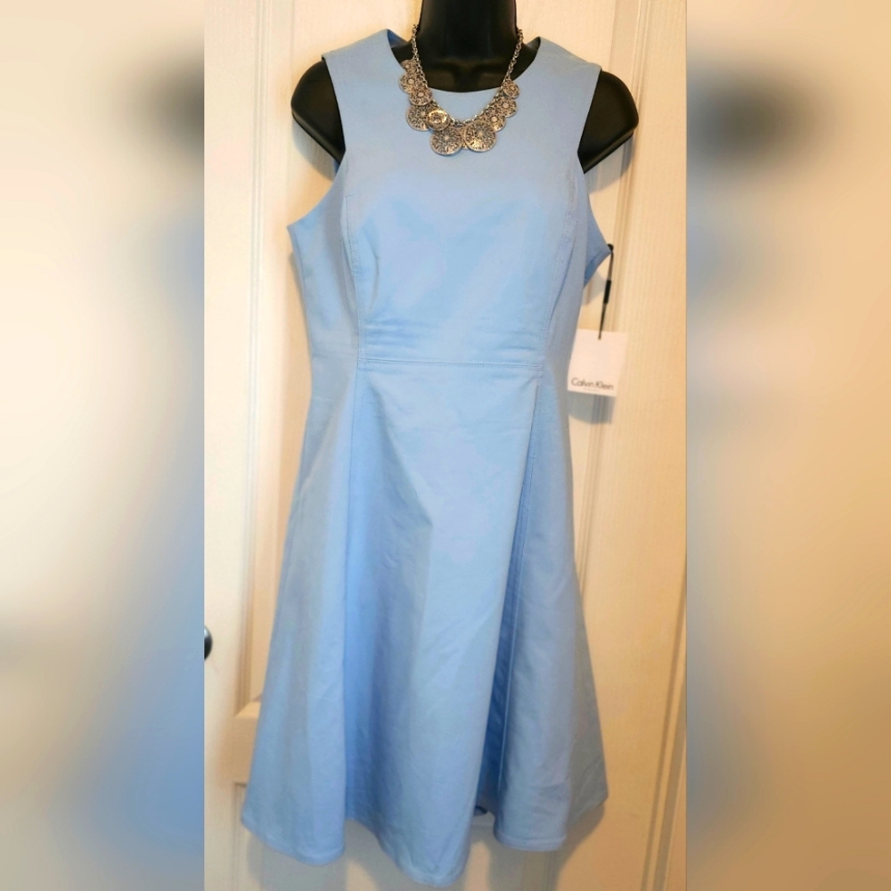 Calvin Klein light blue a-line style dress Size 6 NWT